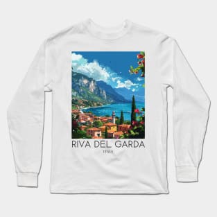 A Pop Art Travel Print of Riva del Garda - Italy Long Sleeve T-Shirt
